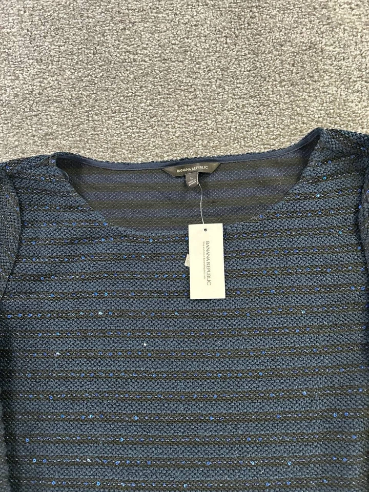 Suéter Banana Republic Mujer Grande Azul Tejido Pullover Nuevo Foto 2 de 4