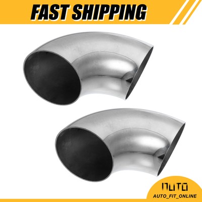 TWO OD 3'' 90 Degree Mandrel Bend Elbow Stainless Steel Exhaust Tube Universal
