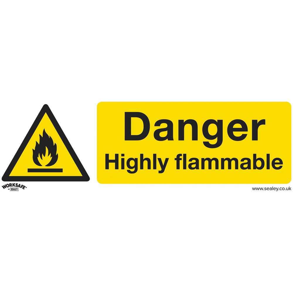 Worksafe Warning Safety Sign - Danger Highly Flammable - Rigid Plastic