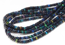 Black Ethiopian Opal Beads 4-5mm Rondelle 16 Inch Strand