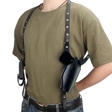 Cowhide Tactical Concealed Shoulder Holster Adjustable Double Underarm -UK