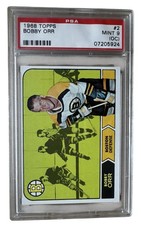 1968 Topps Bobby Orr Rookie Vintage Boston Bruins NHL Card #2 PSA 9 (OC) MINT. rookie card picture