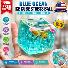 Ocean Squishy Stress Ball Cube Slow Rise Sensory Fidget Toy Kids Adults US