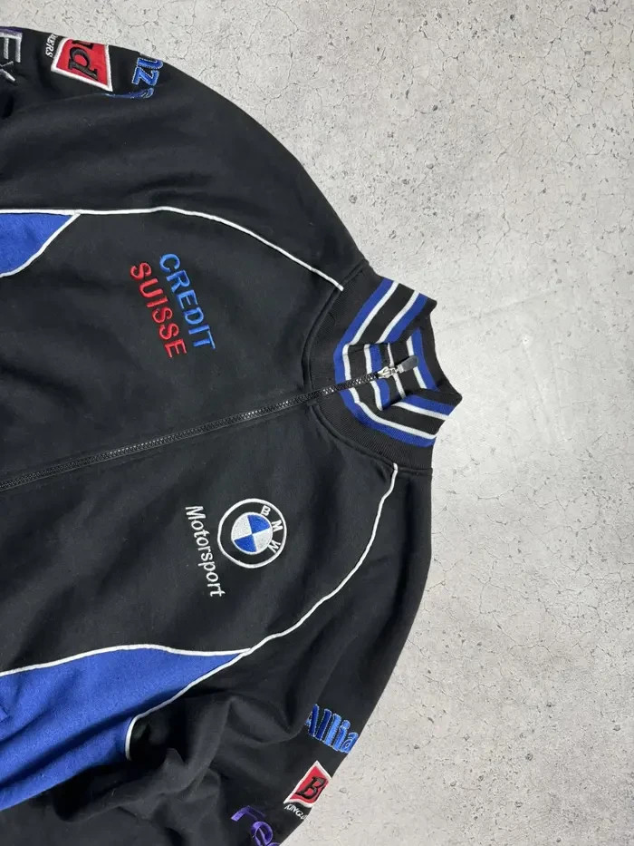 BMW Motorsport Racing Full Zip Jacket Size XL Big Logo Black | eBay