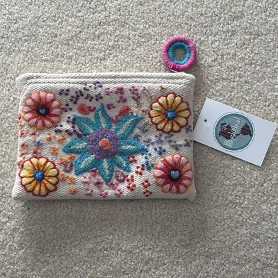 BGlobal Handmade Rectangular Wool Makeup Pouch Clutch travel Bag NWT