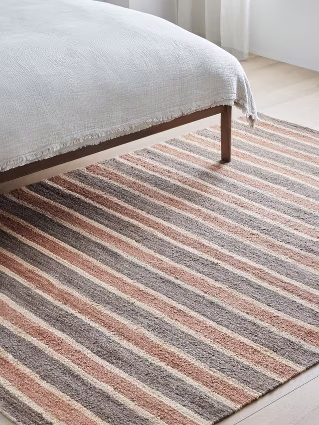 John Lewis Longstock Bold Stripe Hand Woven Jute Rug 240 x 170cm Nutmeg (Pulled)
