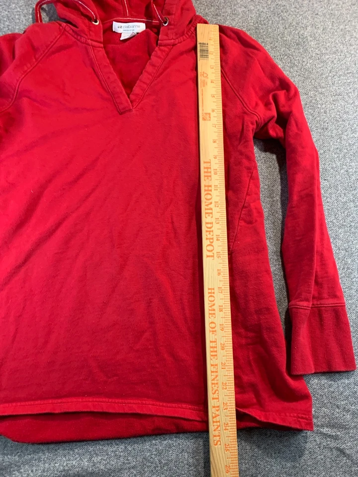Sudadera con capucha Liz Claiborne Weekend para mujer roja mediana 100 % algodón manga raglán activa Foto 4 de 4