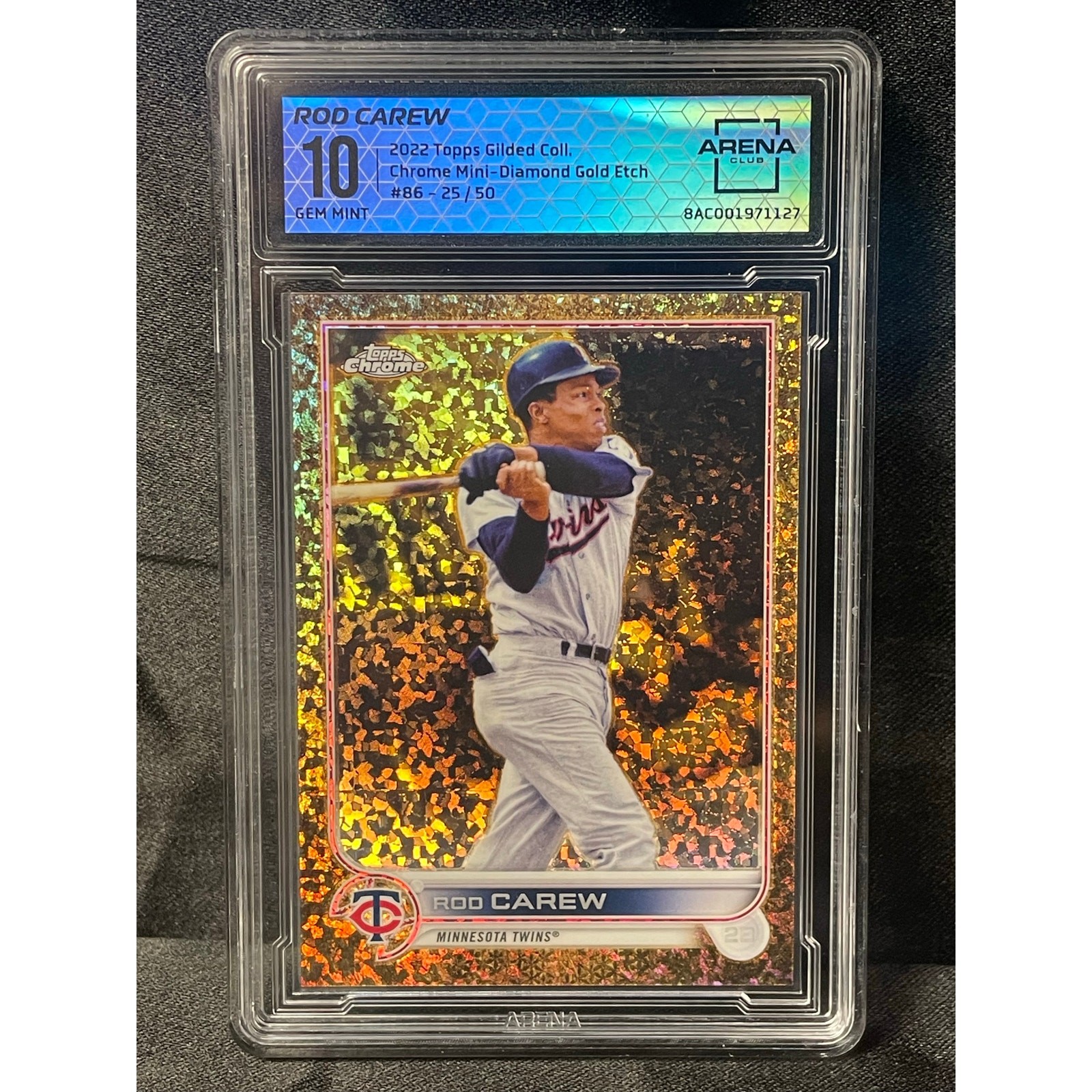 2022 Rod Carew Mini Diamond Gold #86 Topps Gilded /50 Graded GEM MINT 10