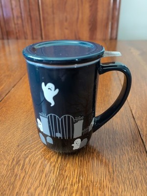 David s Tea Nordic Mug Halloween Glow In The Dark Ghost Graveyard Lid Infuser
