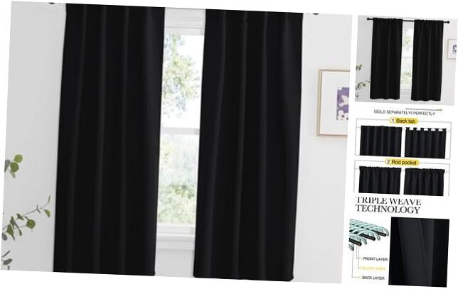 Spooky Black Halloween Curtains - 34x63 Inches, Set of 2