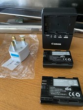 Canon LC-E6E charger and 2 x LP-E6 batteries 