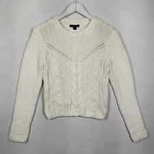 Tommy Hilfiger Girls Cream Cable Knit Sweater Size L 12-14 Long Sleeve Pullover