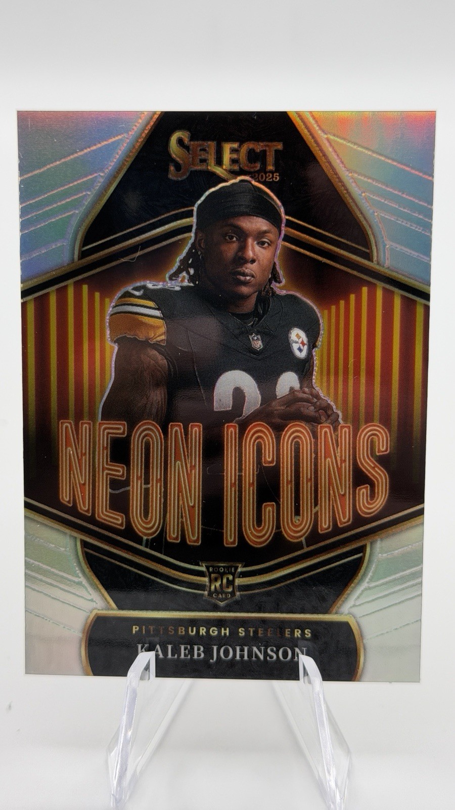 2025 Panini Select - Neon Icons Kaleb Johnson #22 Silver Prizm (RC)
