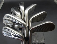 Set of 7x Titleist AP1 718 4-PW Irons Stiff Steel Shafts Iomic Grips