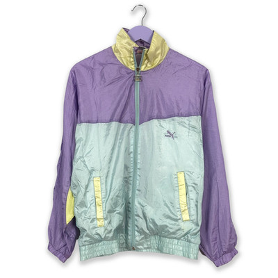 Puma Vintage Windjacke lila und hellblau mit Reißverschluss 90er Jahre - Größe 4 uo