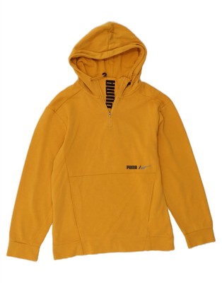 Puma Herren Graphic Zip Neck Hoodie Pullover Small Gelb Baumwolle BW14
