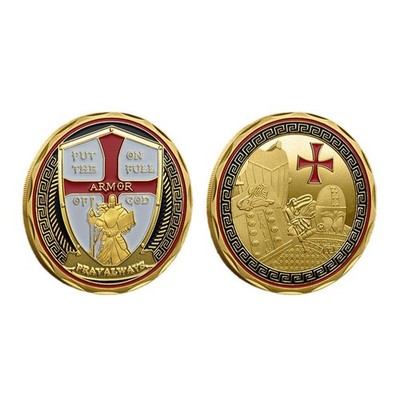 Relief Challenge Coin knight Pray Always Gold Put On the Full Armor of God