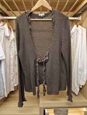 Womens Per Una Brown Knit Cardigan Frill Tie ...