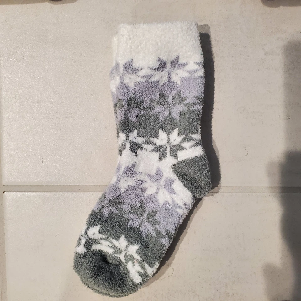 Leggings y calcetines de aloe con patrón de copo de nieve gris/blanco forrados de lana Glory descoloridos XL Foto 4 de 4