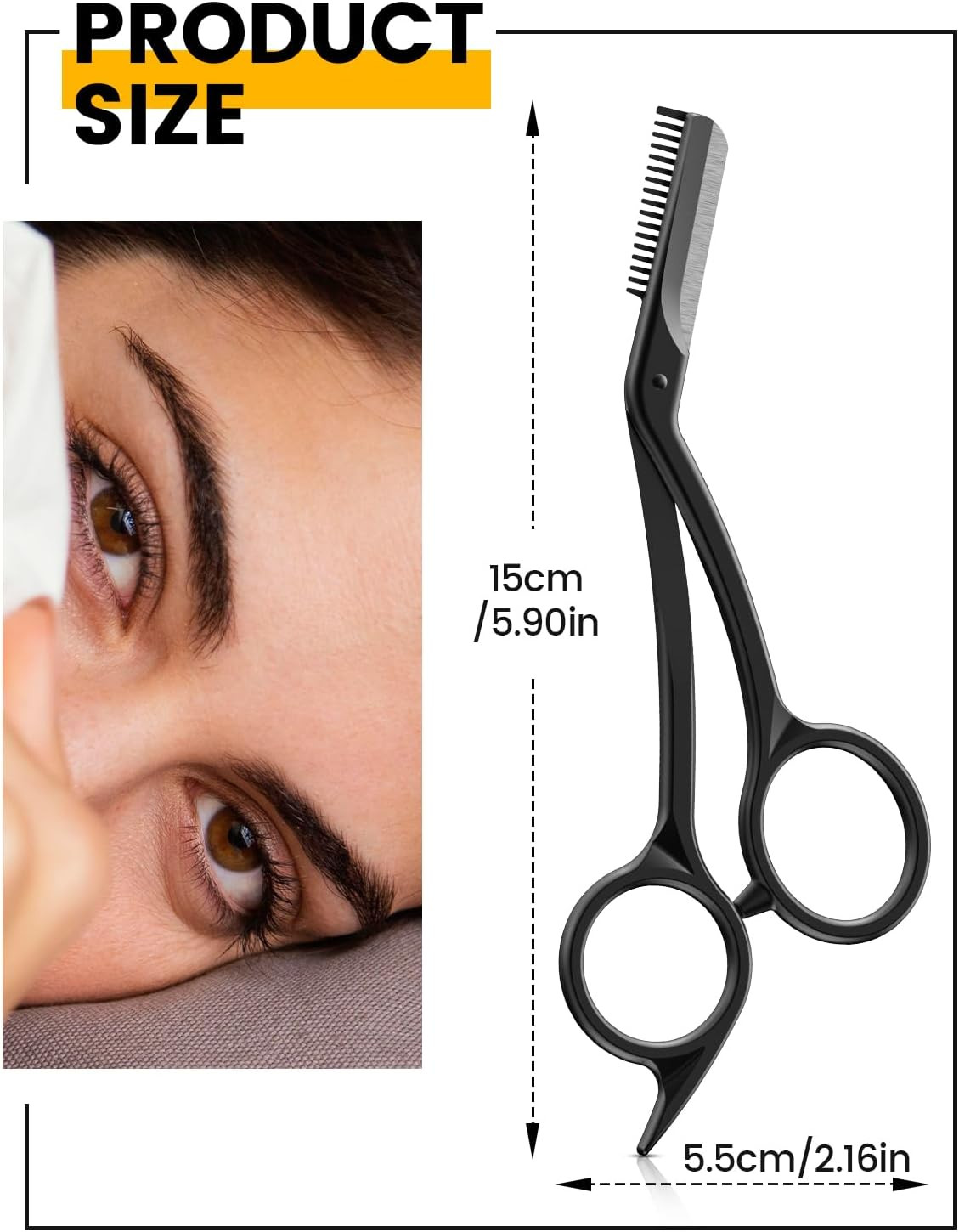 Eyebrow Scissors with Comb - Stainless Steel Eyebrow Trimmer for Women and Men, 