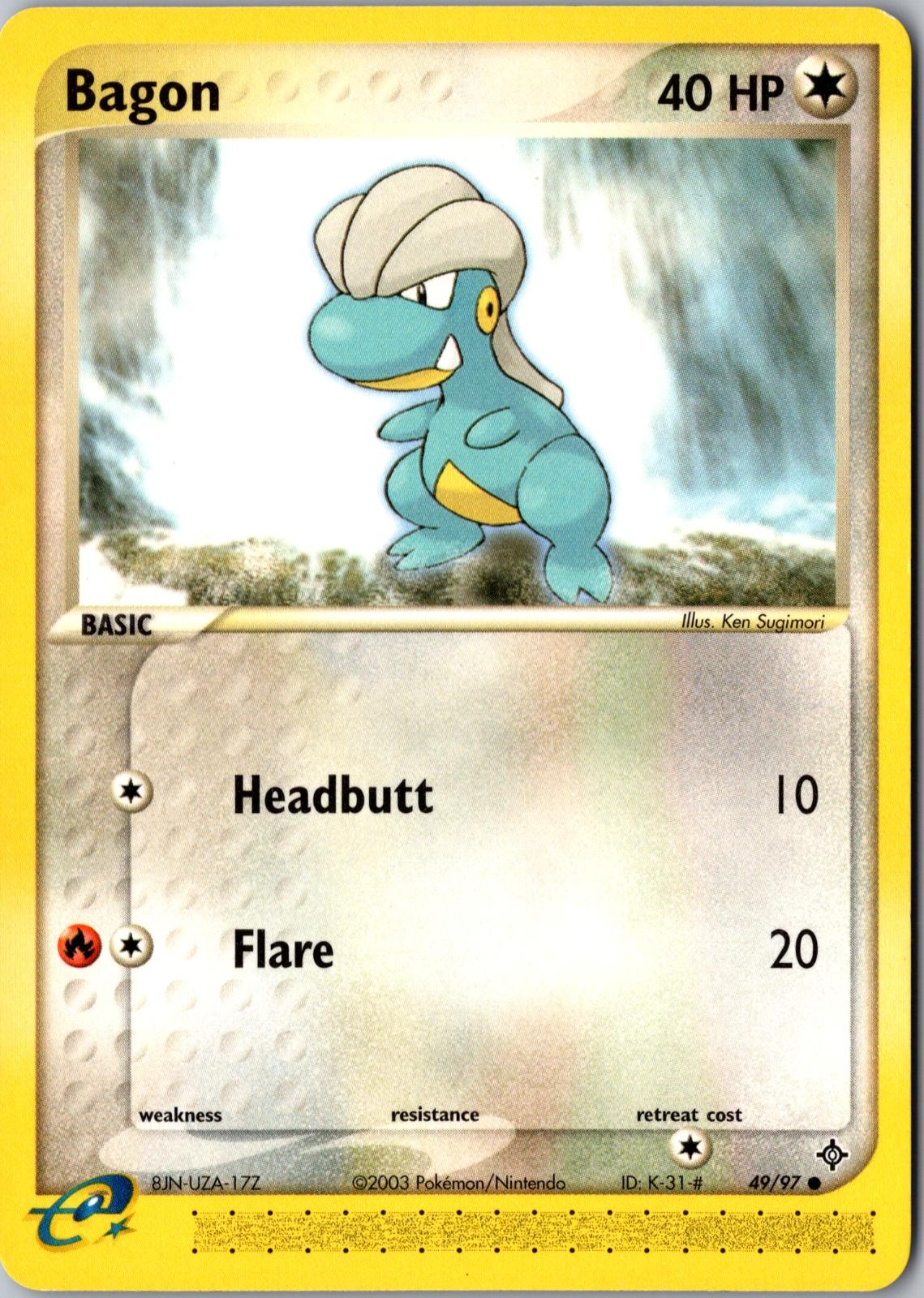 Bagon 49/97 Common Dragon Pokemon Lightly Played