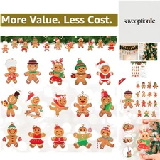 Gingerbread Christmas Decorations Set - 30 Pcs Rustic Gingerbread Man Ornamen...