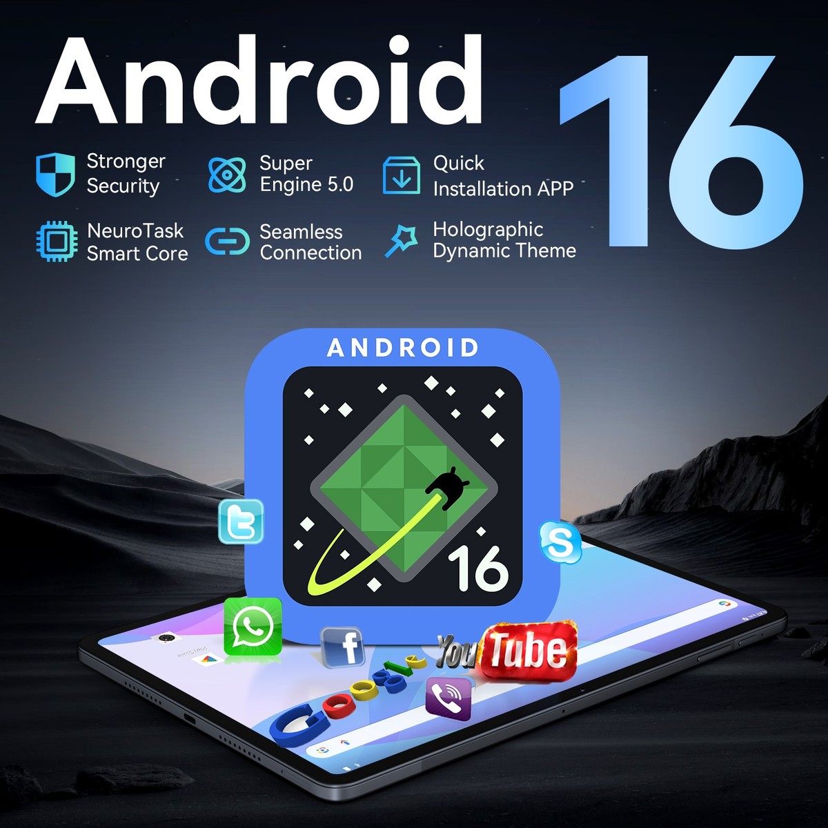 TABWEE T60 Android 16 Tablet 12.2 Inch 2.5K 48GB RAM 256GB