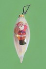 VTG Reverse Painted Santa /Poinsettias Christmas Ornament Teardrop 5 1/2" W/Box — photo 1
