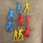 Jumbo Plastic Cowboys & Indians Trapper Figures 6” Marx Style Lot Of 9