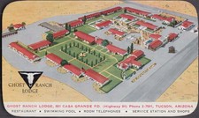 Aerial View Ghost Ranch Lodge 801 Casa Grande Rd Tucson AZ postcard 1950s