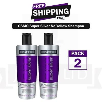 2 x OSMO Super Silver No Yellow Shampoo 1000ml - Anti Brass Blonde Graue Haare