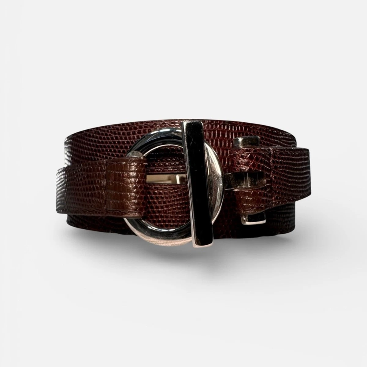 Via Spiga Purple Snakeskin Genuine Italian Leather‎ Skinny Belt Silver Buckle Purple belt in genuine python | Exclusive luxury Made in Italy main image 2