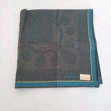 Trussardi Vintage Cotton Handkerchief Square Designer Blue Gray Paisley 20" Med