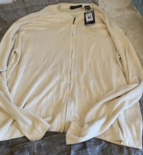 Jhane Barnes Sweater Mens XL Silk Full Zip Long Sleeve Sweater NEW Free Shipping