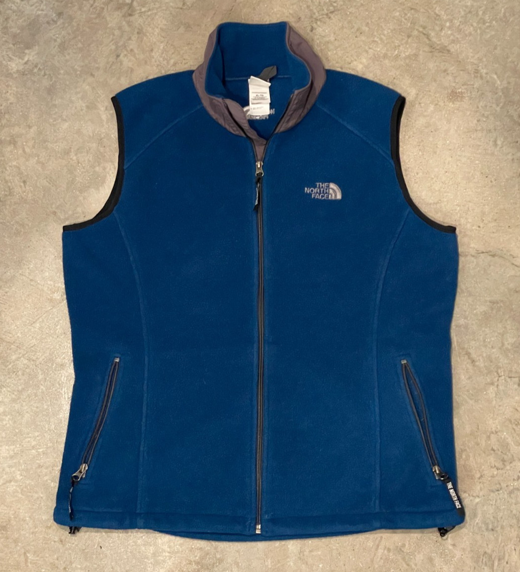 The North Face Fleece Vest Womens XL Blue Full Zip Outdoor Hiking Layering