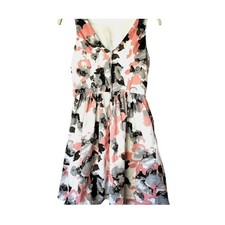 SPEECHLESS WOMEN’S WHITE MINI SLEEVELESS DRESS – GRAY/PEACH FLORAL – SIZE SMALL