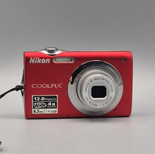 Nikon Coolpix S3000 Red Digicam CCD 12MP 4x Zoom Y2K TESTED Charger SD Battery