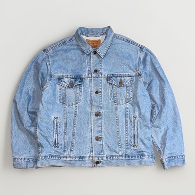 Vintage Levi s Denim Trucker Jacket Light Wash Made in USA Mens L 90s Levis Coat