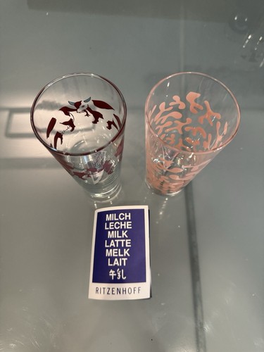 Ritzenhoff Milk Glasses, Set Of 2 Rare Sold Out Architect Design Style Kult - Picture 2 of 5