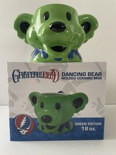 Grateful Dead Dancing Bear Molded Ceramic Mug Green Edition 18 Oz. NEW IN BOX 