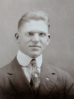 Antique RPPC real photo postcard serious man fashion portrait Harvey ND — photo 2