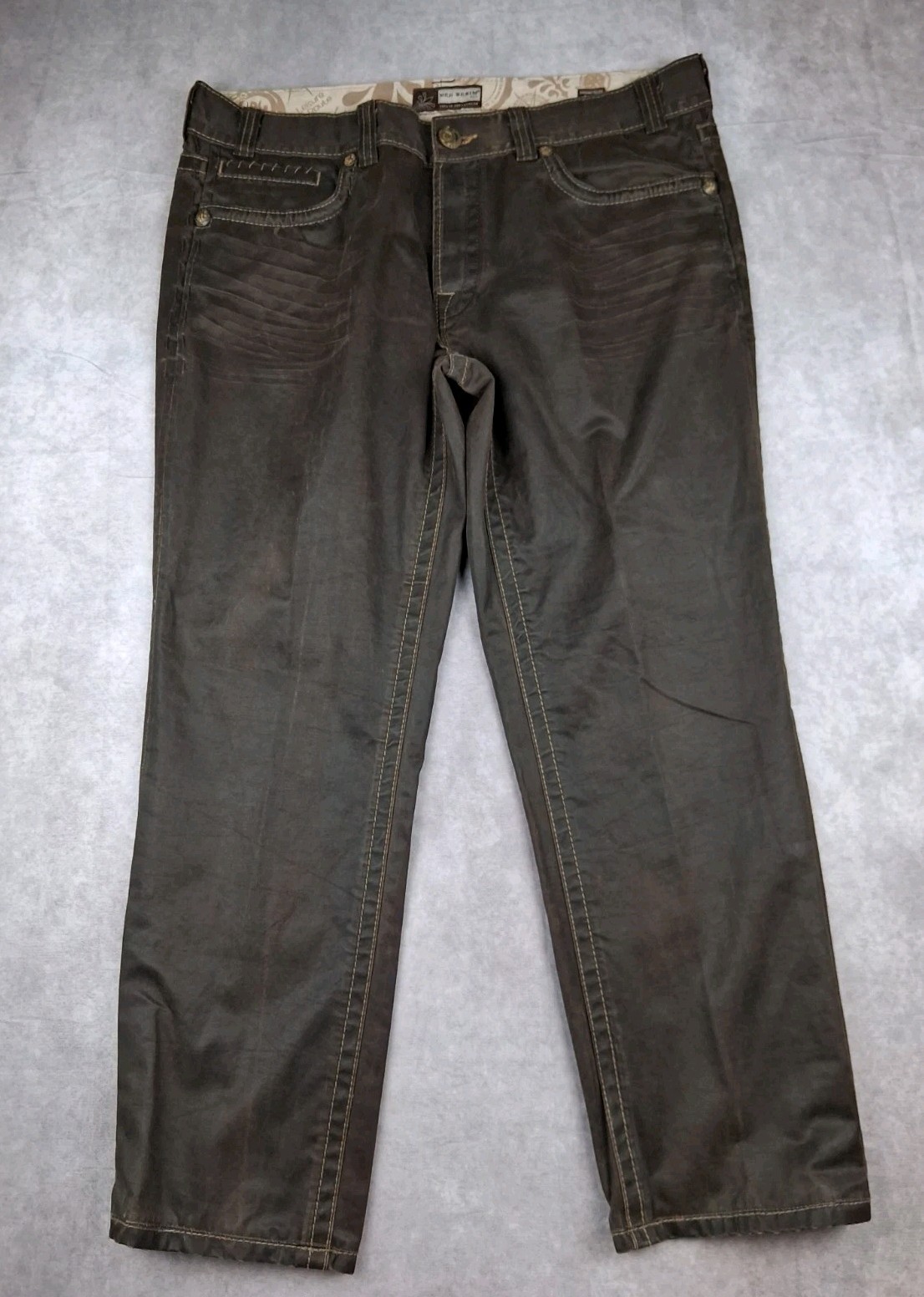 S 38x30 Fit Brown Shinano River Waxed Thick Stitch Loose Y2k