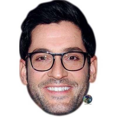 Tom Ellis (Brille) Promi Maske, flaches Kartengesicht, Kostüm Maske