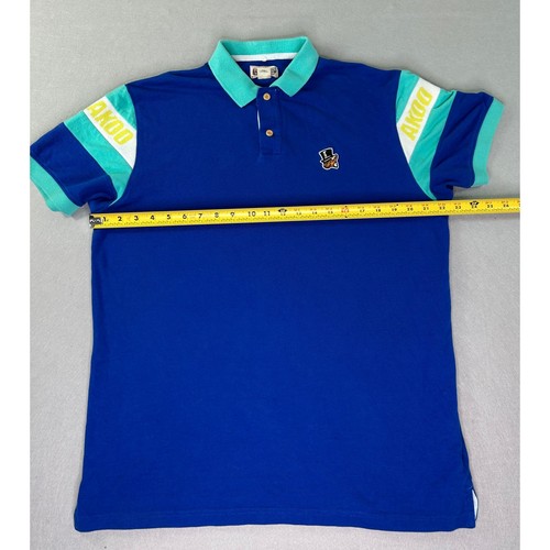 AKOO Empire Men's Polo Shirt Large Royal Blue Turquoise Colorblock Fox Logo L - Afbeelding 7 van 9