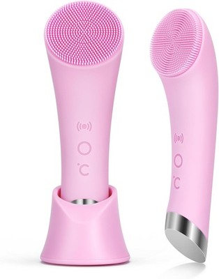 PRITECH Facial Cleansing Brush, Rechargeable Silicone Face Scrubber with Heat Ma