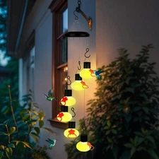 Charming Wind Chimes Hummingbird Feeders for Outdoors,Solar Frosted Clear 