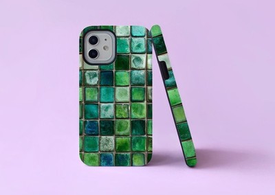 Smaragdgrün Glas Mosaik Fliesen Fliesen Design robuste Handy Hülle/Cover für iPhone