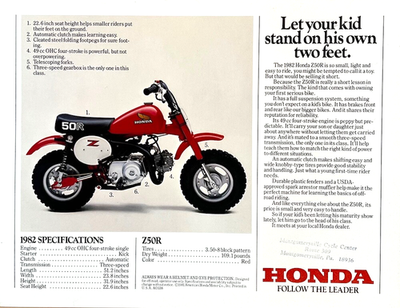 HONDA Z50J50Rサービスマニュアル Vintage 1979-80 Honda Z50 R Motorcycle Dealer Set Up Instruction
