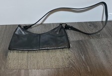 Suzy Smith Black Leather Handbag Fringe Tassel Bead Detail Shoulder Bag Y2K Boho