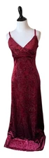 Vintage Rimini By Shaw Dress Velvet Texture Maxi Burgundy 90s Y2K USA Size 4